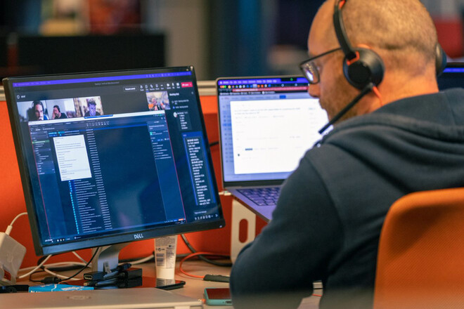 Man working on a computer