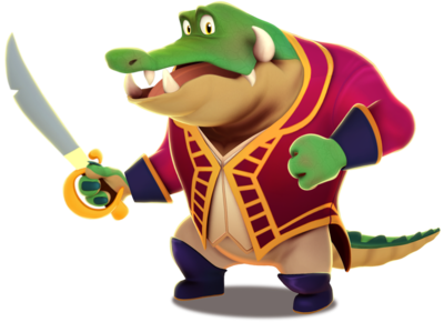Cartoon crocodile holding a sword