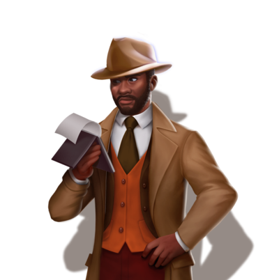 Detective reading a notebook